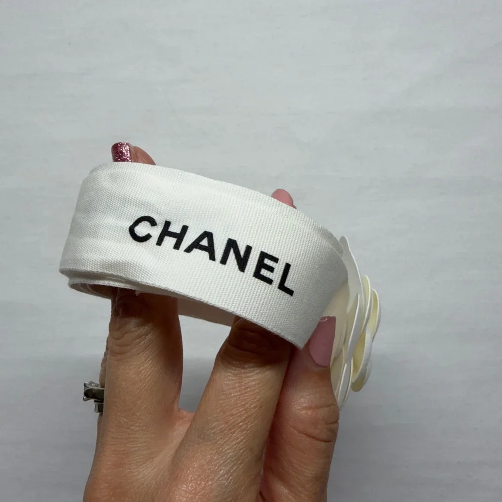 CHANEL Shoe Box Empty Black 13x7x4 Tissue Ribbon Camellia Flower Authentic